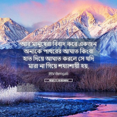 Picture 05 - যাত্ৰা 21:18 BENIRV - আর মানুষেরা বিবাদ - Bible Verse Picture