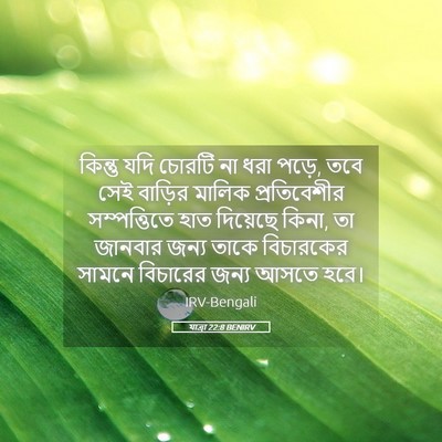 Picture 05 - যাত্ৰা 22:8 BENIRV - কিন্তু যদি চোরটি - Bible Verse Picture