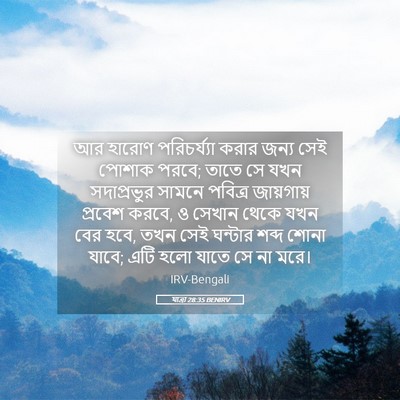 Picture 05 - যাত্ৰা 28:35 BENIRV - আর হারোণ - Bible Verse Picture
