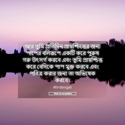 Picture 05 - যাত্ৰা 29:36 BENIRV - আর তুমি প্রতিদিন - Bible Verse Picture