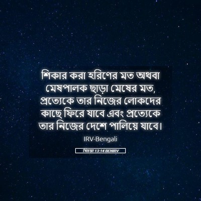 Picture 05 - যিচয়া 13:14 BENIRV - শিকার করা হরিণের - Bible Verse Picture