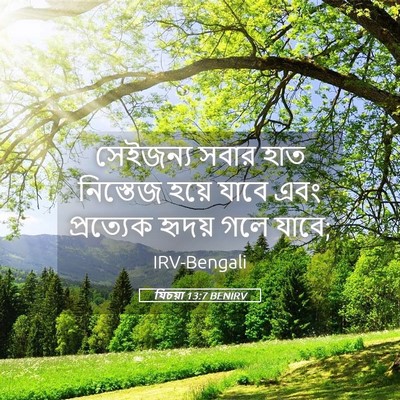 Picture 05 - যিচয়া 13:7 BENIRV - সেইজন্য সবার হাত - Bible Verse Picture