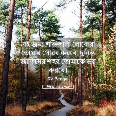 Picture 05 - যিচয়া 25:3 BENIRV - এই জন্য শক্তিশালী - Bible Verse Picture