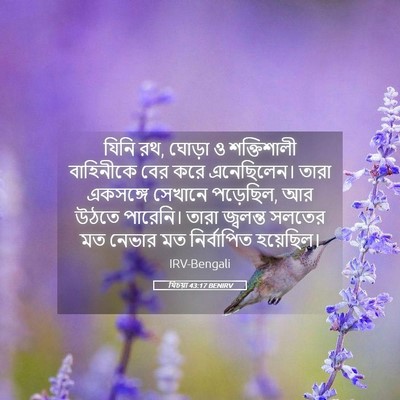 Picture 05 - যিচয়া 43:17 BENIRV - যিনি রথ, ঘোড়া ও - Bible Verse Picture