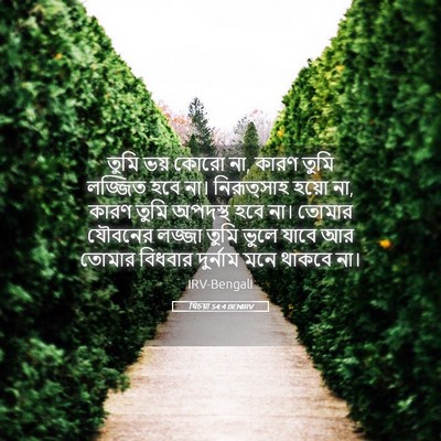 Picture 05 - যিচয়া 54:4 BENIRV - তুমি ভয় কোরো না, - Bible Verse Picture