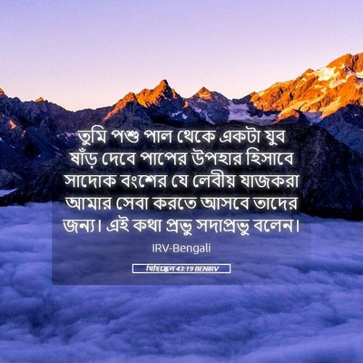 Picture 05 - যিহিষ্কেল 43:19 BENIRV - তুমি পশু পাল থেকে - Bible Verse Picture