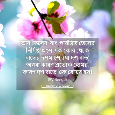 Picture 05 - যিহিষ্কেল 45:14 BENIRV - আর তেলের, বাৎ - Bible Verse Picture