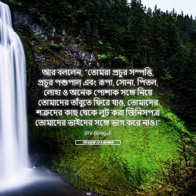 Picture 05 - যিহোচূৱা 22:8 BENIRV - আর বললেন, “তোমরা - Bible Verse Picture