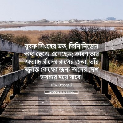 Picture 05 - যিৰিমিয়া 25:38 BENIRV - যুবক সিংহের মত, - Bible Verse Picture