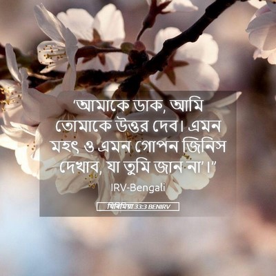 Picture 05 - যিৰিমিয়া 33:3 BENIRV - ‘আমাকে ডাক, আমি - Bible Verse Picture