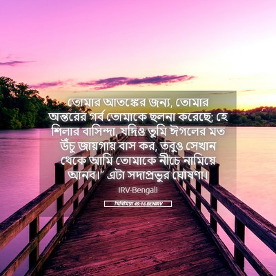 Picture 05 - যিৰিমিয়া 49:16 BENIRV - তোমার আতঙ্কের - Bible Verse Picture