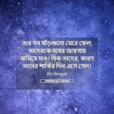 Picture 05 - যিৰিমিয়া 50:27 BENIRV - তার সব ষাঁড়গুলো - Bible Verse Picture