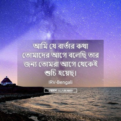 Picture 05 - যোহন 15:3 BENIRV - আমি যে বার্তার কথা - Bible Verse Picture