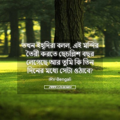 Picture 05 - যোহন 2:20 BENIRV - তখন ইহূদিরা বলল, এই - Bible Verse Picture