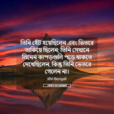 Picture 05 - যোহন 20:5 BENIRV - তিনি হেঁট - Bible Verse Picture