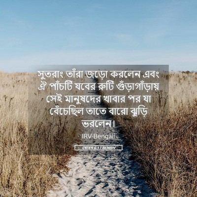 Picture 05 - যোহন 6:13 BENIRV - সুতরাং তাঁরা জড়ো - Bible Verse Picture