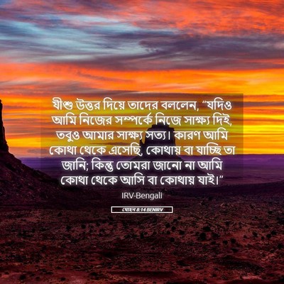 Picture 05 - যোহন 8:14 BENIRV - যীশু উত্তর দিয়ে - Bible Verse Picture