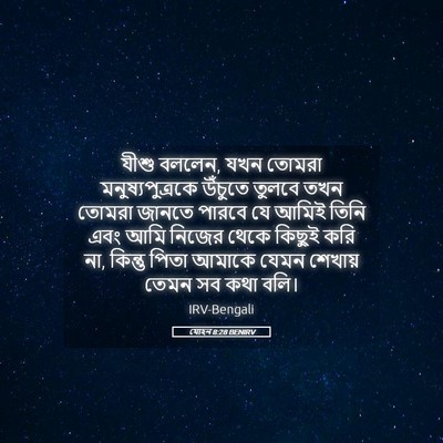 Picture 05 - যোহন 8:28 BENIRV - যীশু বললেন, যখন - Bible Verse Picture