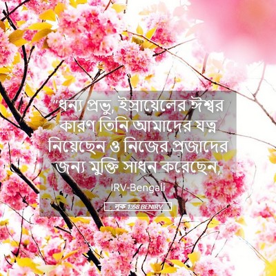 Picture 05 - লূক 1:68 BENIRV - “ধন্য প্রভু, - Bible Verse Picture