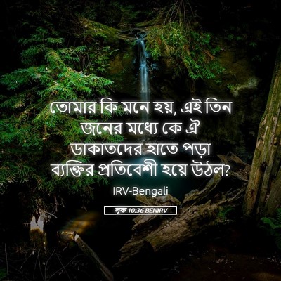 Picture 05 - লূক 10:36 BENIRV - তোমার কি মনে হয়, - Bible Verse Picture