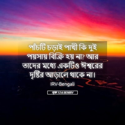 Picture 05 - লূক 12:6 BENIRV - পাঁচটি চড়াই পাখী - Bible Verse Picture