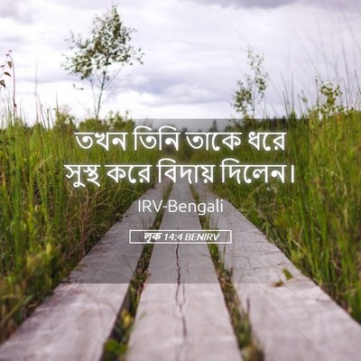 Picture 05 - লূক 14:4 BENIRV - তখন তিনি তাকে ধরে - Bible Verse Picture