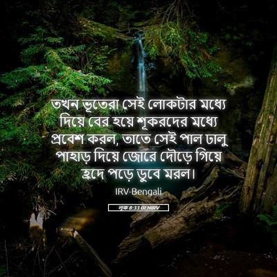 Picture 05 - লূক 8:33 BENIRV - তখন ভূতেরা সেই - Bible Verse Picture