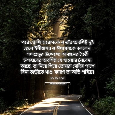Picture 05 - লেবীয়া 10:12 BENIRV - পরে মোশি হারোণকে ও - Bible Verse Picture