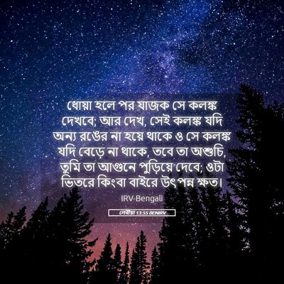 Picture 05 - লেবীয়া 13:55 BENIRV - ধোয়া হলে পর যাজক - Bible Verse Picture