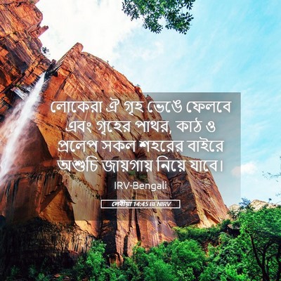 Picture 05 - লেবীয়া 14:45 BENIRV - লোকেরা ঐ গৃহ ভেঙে - Bible Verse Picture
