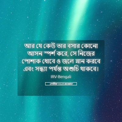 Picture 05 - লেবীয়া 15:22 BENIRV - আর যে কেউ তার বসার - Bible Verse Picture