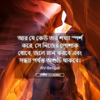 Picture 05 - লেবীয়া 15:5 BENIRV - আর যে কেউ তার শয্যা - Bible Verse Picture