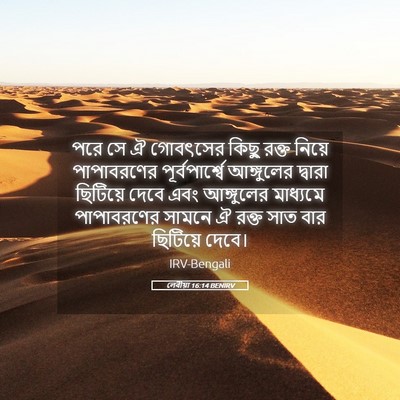 Picture 05 - লেবীয়া 16:14 BENIRV - পরে সে ঐ গোবৎসের - Bible Verse Picture