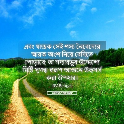 Picture 05 - লেবীয়া 2:9 BENIRV - এবং যাজক সেই শস্য - Bible Verse Picture