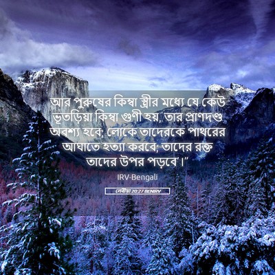 Picture 05 - লেবীয়া 20:27 BENIRV - আর পুরুষের কিম্বা - Bible Verse Picture