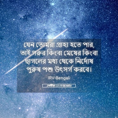 Picture 05 - লেবীয়া 22:19 BENIRV - যেন তোমরা গ্রাহ্য - Bible Verse Picture