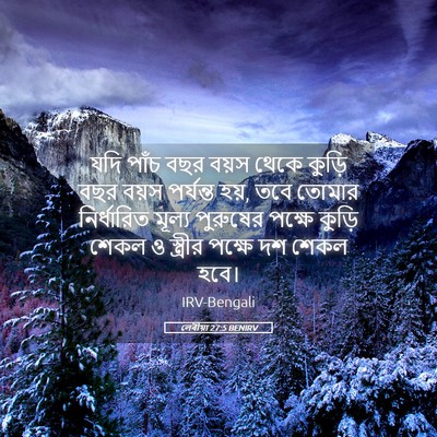 Picture 05 - লেবীয়া 27:5 BENIRV - যদি পাঁচ বছর বয়স - Bible Verse Picture