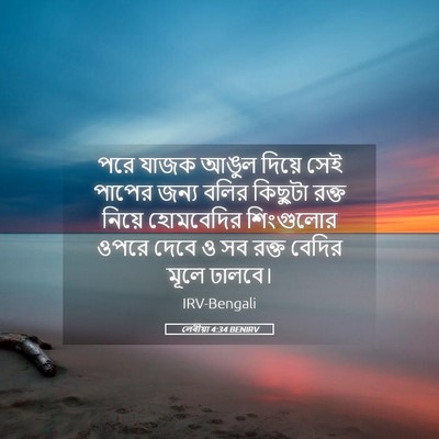 Picture 05 - লেবীয়া 4:34 BENIRV - পরে যাজক আঙুল - Bible Verse Picture