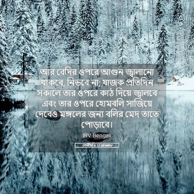 Picture 05 - লেবীয়া 6:12 BENIRV - আর বেদির ওপরে আগুন - Bible Verse Picture
