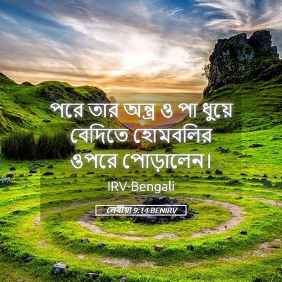 Picture 05 - লেবীয়া 9:14 BENIRV - পরে তার অন্ত্র ও পা - Bible Verse Picture