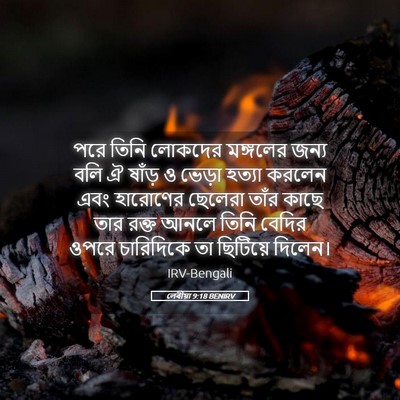Picture 05 - লেবীয়া 9:18 BENIRV - পরে তিনি লোকদের - Bible Verse Picture