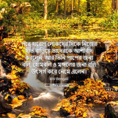 Picture 05 - লেবীয়া 9:22 BENIRV - পরে হারোণ লোকদের - Bible Verse Picture