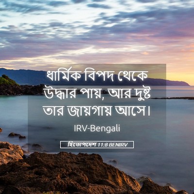 Picture 05 - হিতোপদেশ 11:8 BENIRV - ধার্মিক বিপদ থেকে - Bible Verse Picture