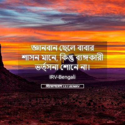 Picture 05 - হিতোপদেশ 13:1 BENIRV - জ্ঞানবান ছেলে - Bible Verse Picture