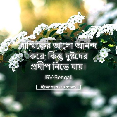 Picture 05 - হিতোপদেশ 13:9 BENIRV - ধার্ম্মিকের আলো - Bible Verse Picture