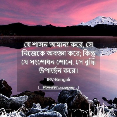 Picture 05 - হিতোপদেশ 15:32 BENIRV - যে শাসন অমান্য করে, - Bible Verse Picture