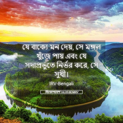 Picture 05 - হিতোপদেশ 16:20 BENIRV - যে বাক্যে মন দেয়, - Bible Verse Picture