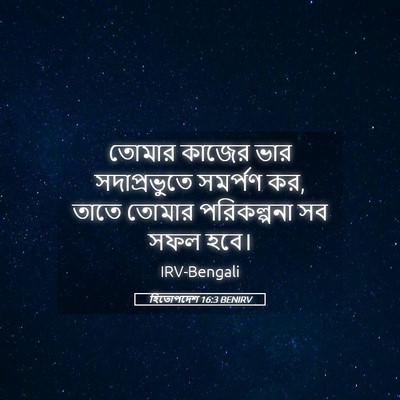 Picture 05 - হিতোপদেশ 16:3 BENIRV - তোমার কাজের ভার - Bible Verse Picture