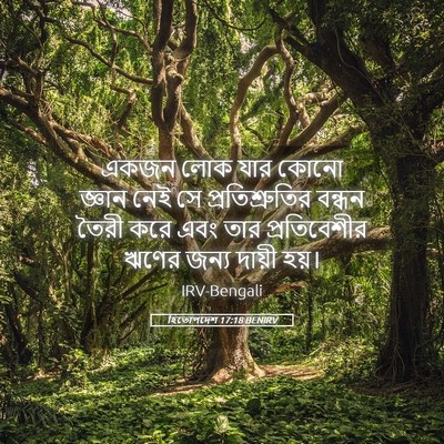 Picture 05 - হিতোপদেশ 17:18 BENIRV - একজন লোক যার কোনো - Bible Verse Picture