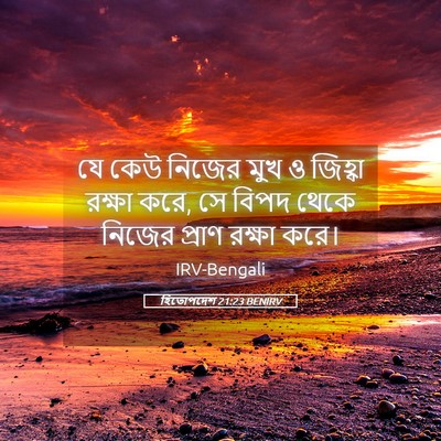 Picture 05 - হিতোপদেশ 21:23 BENIRV - যে কেউ নিজের মুখ ও - Bible Verse Picture